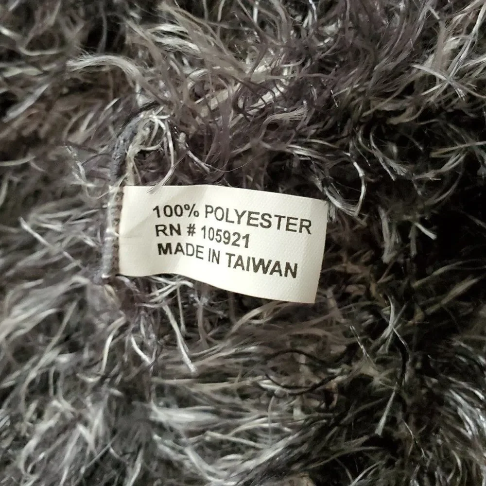 Soft Fuzzy Black Gray and White Scarf